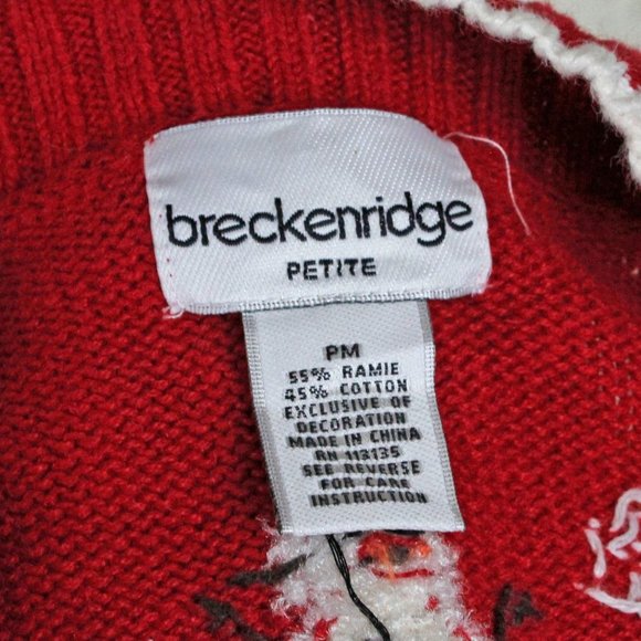 Breckenridge vintage 90s red Christmas snowman quarter zip sweater size petite M - Picture 8 of 9